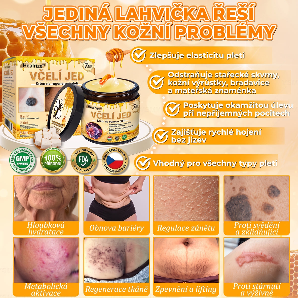 🍯🦿 𝐇𝐞𝐚𝐥𝐫𝐢𝐳𝐞® Včelí jed Komplexní pleťový krém – Nová generace přírodní péče o pleť pro hydratovanější, hladší a zářivější pokožku 🌿✨