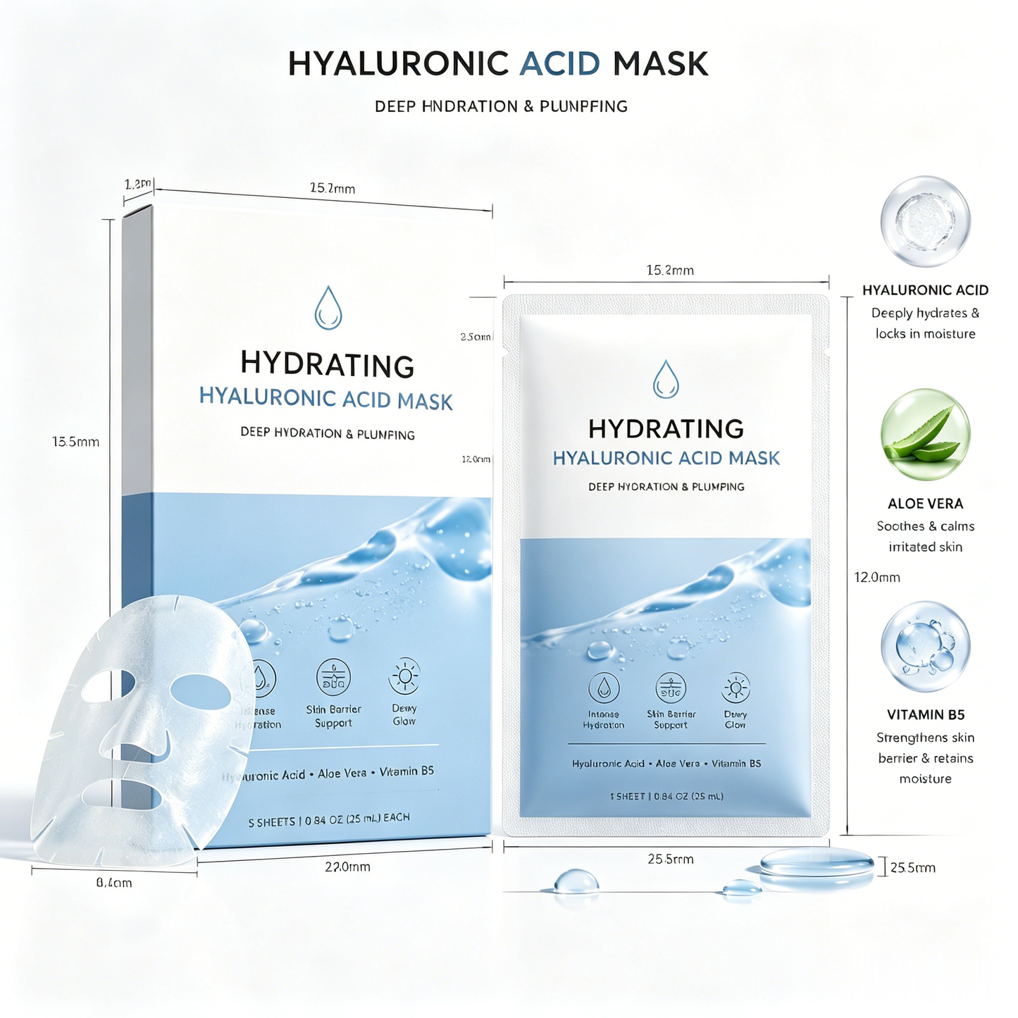 Hydrating Hyaluronic Acid Mask | Moisture Care & Soft Skin Feel, Fresh Dewy Look