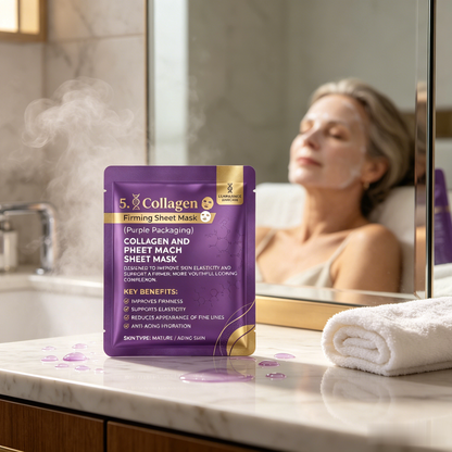 LUMINANCE SKINCARE 5X Collagen & Peptide Sheet Mask | Hydrating & Firming Care for Smoother-Looking Skin